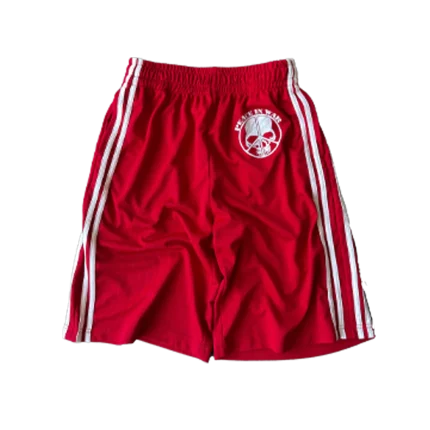 peaceinwar red “skull” shorts