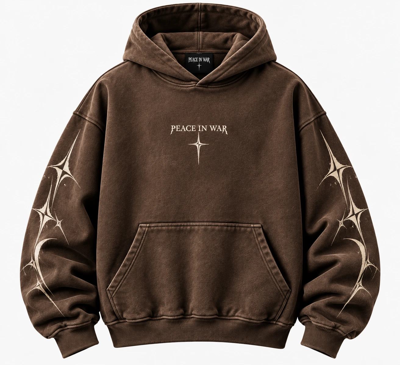 0a6ad596-a4b4-4be0-8d79-23afb6c0 Peace In War Eclipse Thorn Oversized Hoodie Mocha Brown