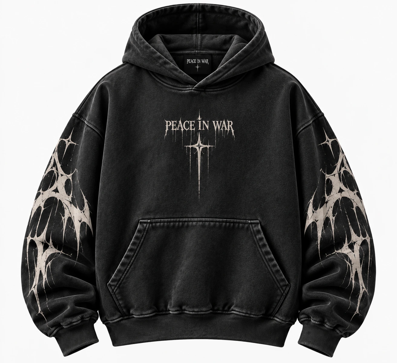 1f3c9344-7ed3-4860-ba3d-24a20bc4 Peace In War Shadow Web Oversized Hoodie Washed Black