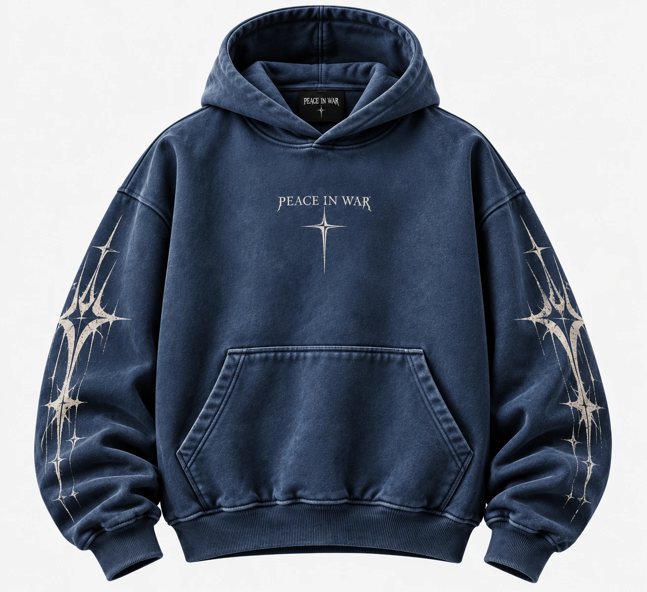 2c54aec7-1a77-42a2-b377-63771b78 Peace In War Celestial Thorn Oversized Hoodie Vintage Navy