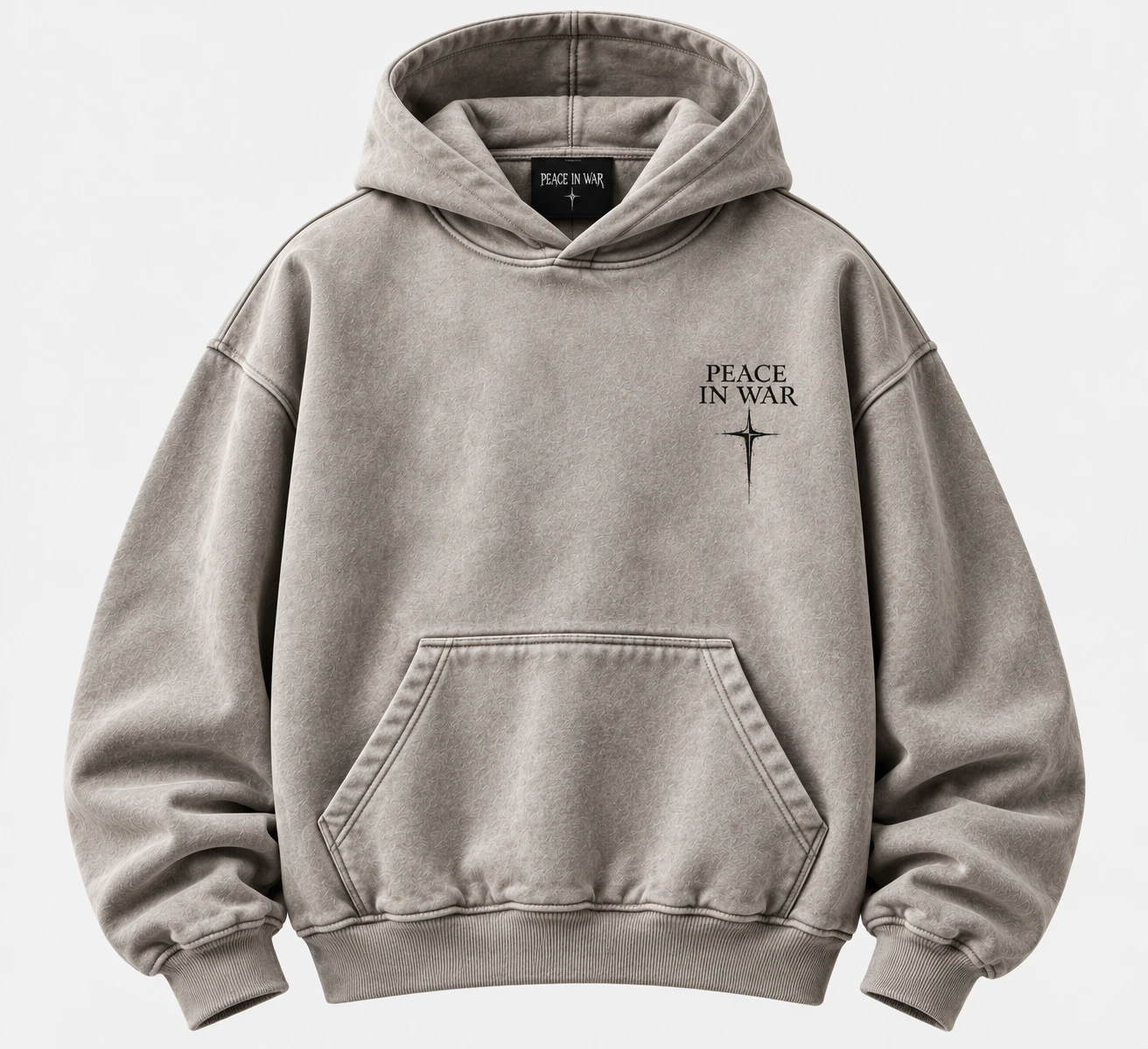 63f9a5b1-63fe-46c2-80fa-1c061e0d Peace In War Eternal Star Oversized Hoodie – Stone Grey
