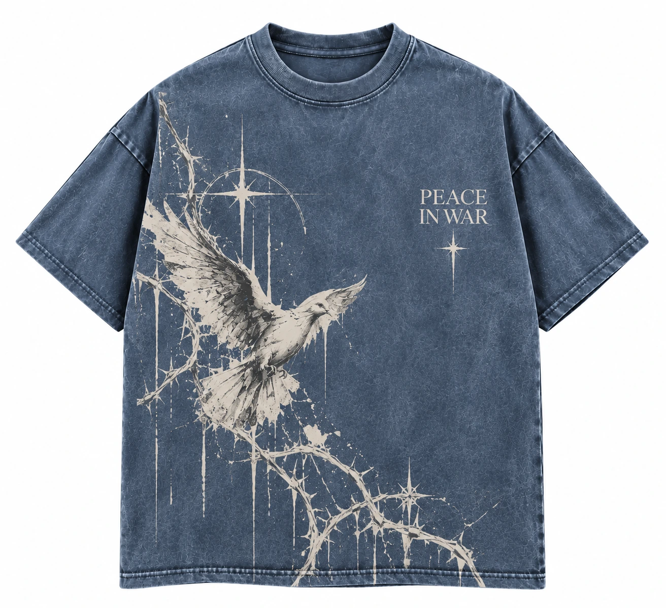 696d27e2-ce98-4fcd-848a-5ed3870f Peace In War Freedom Dove Graphic T-Shirt Washed Steel Blue